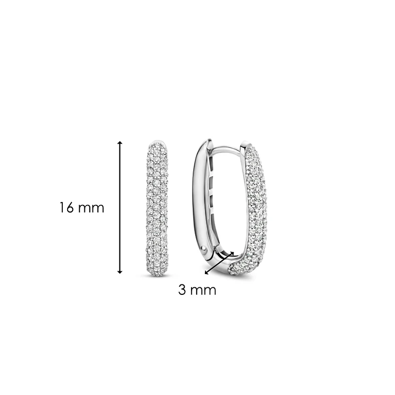 Oval 16MM Pave Huggie Earrings