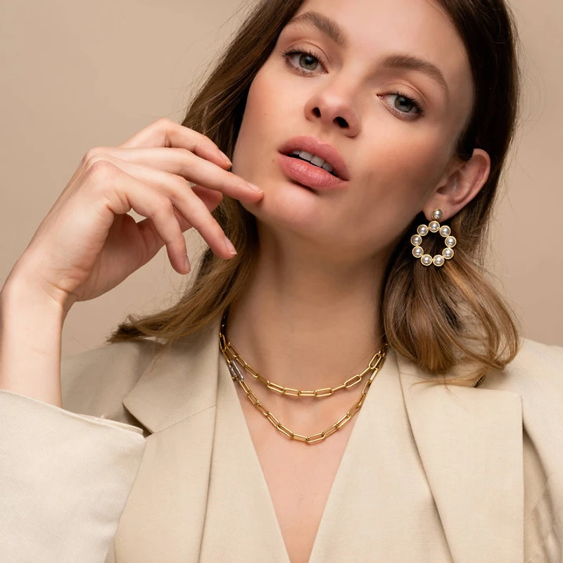 Divine Pearl Disk Earrings