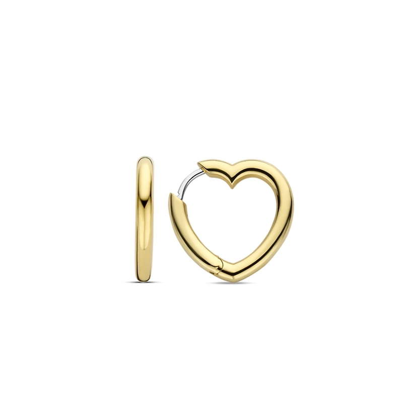 Heart Shape 20mm Golden Huggie Earrings