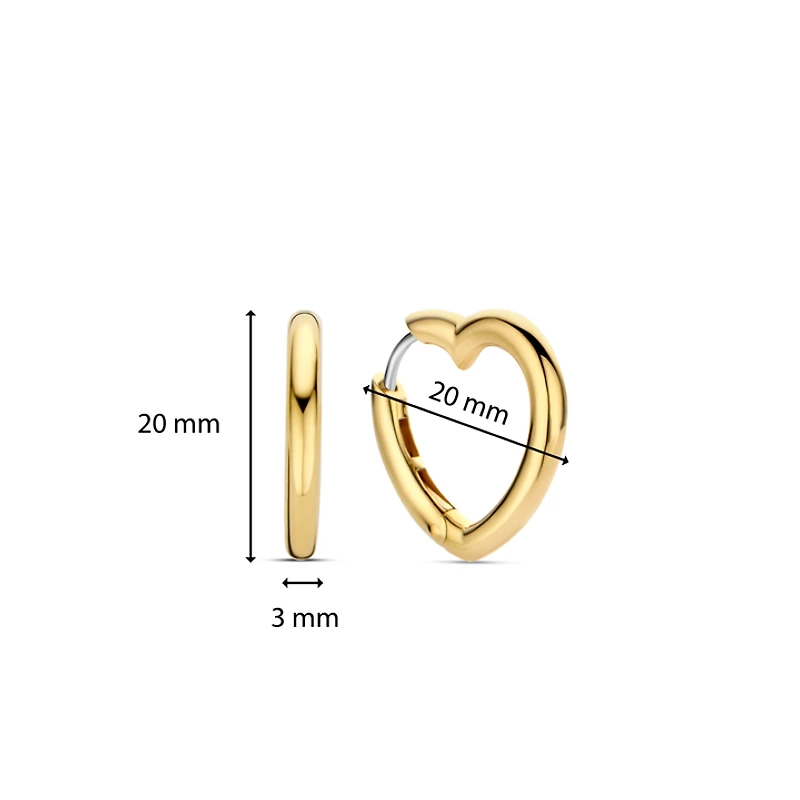 Heart Shape 20mm Golden Huggie Earrings