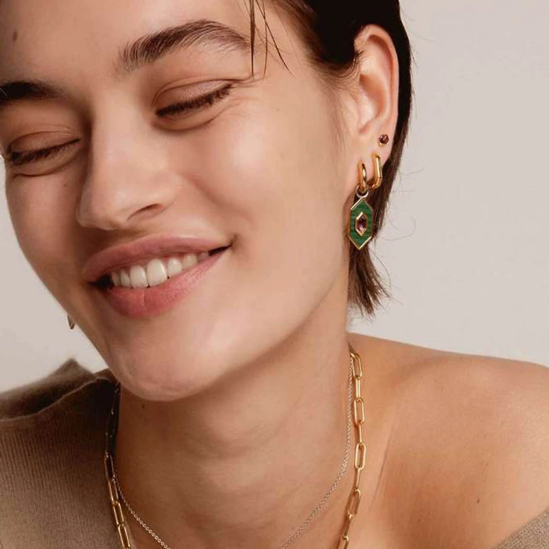 Reflexions Golden Huggie Earrings