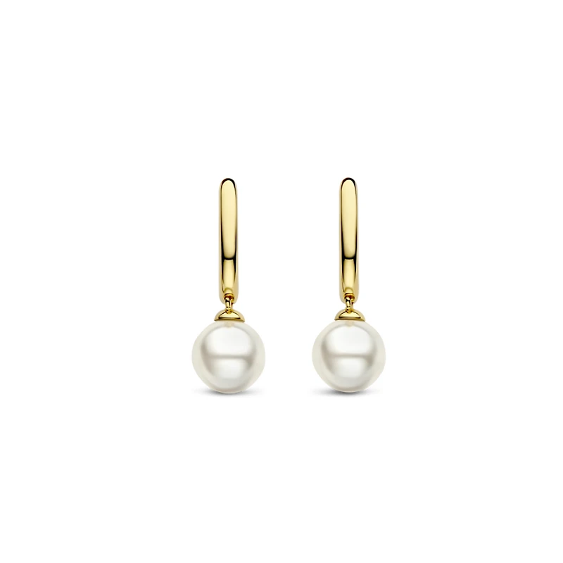 Cosmic Pearl Dangle Golden Earrings