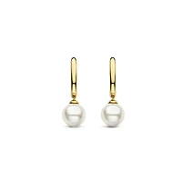 Cosmic Pearl Dangle Golden Earrings