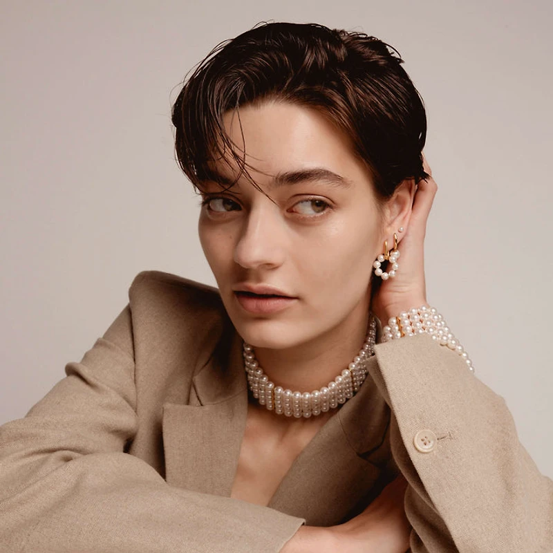 Cosmic Pearl Dangle Golden Earrings