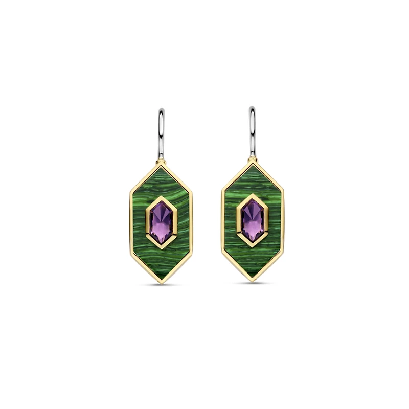 Celestial Malachite Dangle Earrings