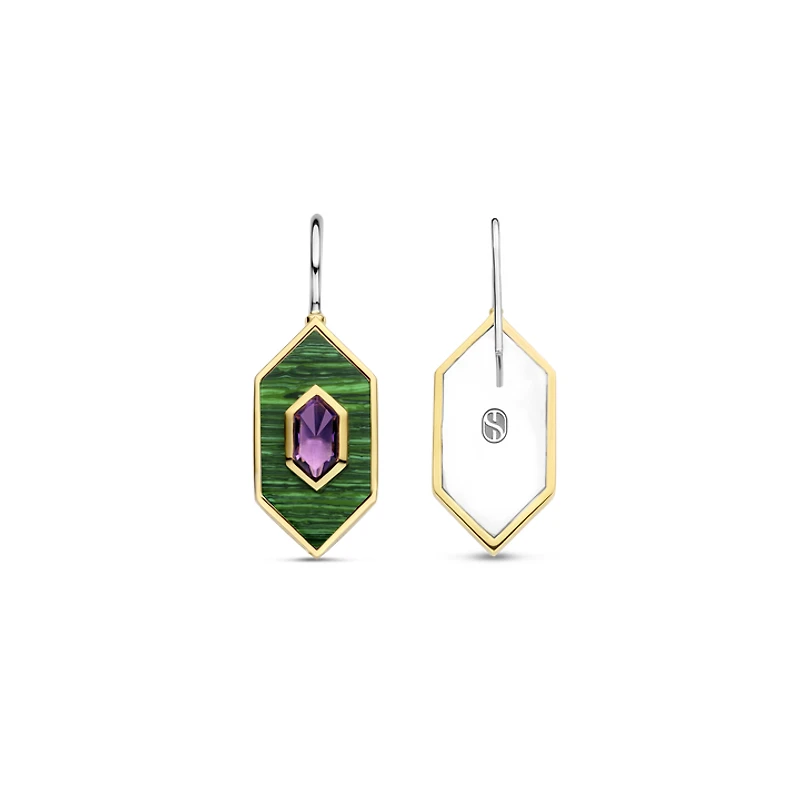 Celestial Malachite Dangle Earrings