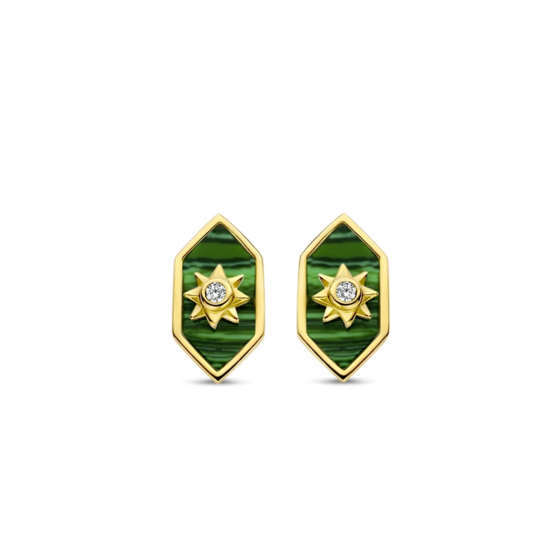 Celestial Malachite Stud Earrings