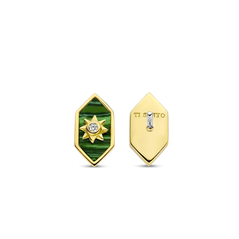 Celestial Malachite Stud Earrings