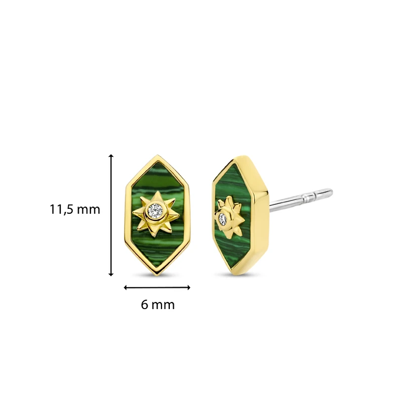 Celestial Malachite Stud Earrings