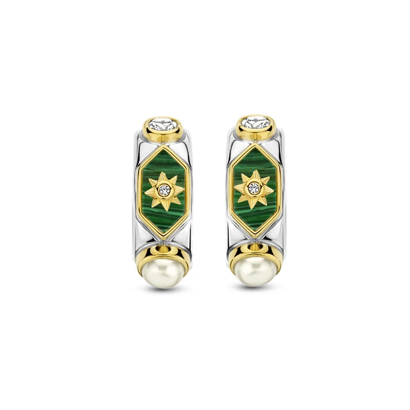 Celestial Malachite Huggie Earrings