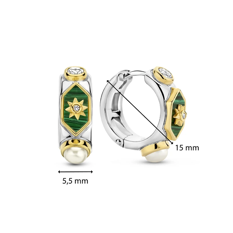 Celestial Malachite Huggie Earrings