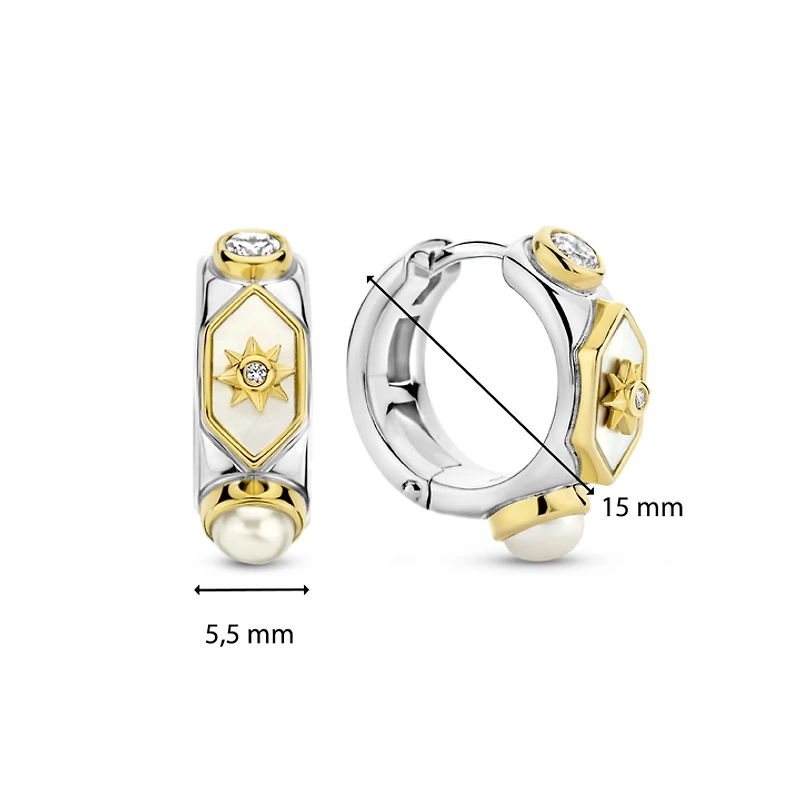 Celestial Mother Pearl Huggie Earrings