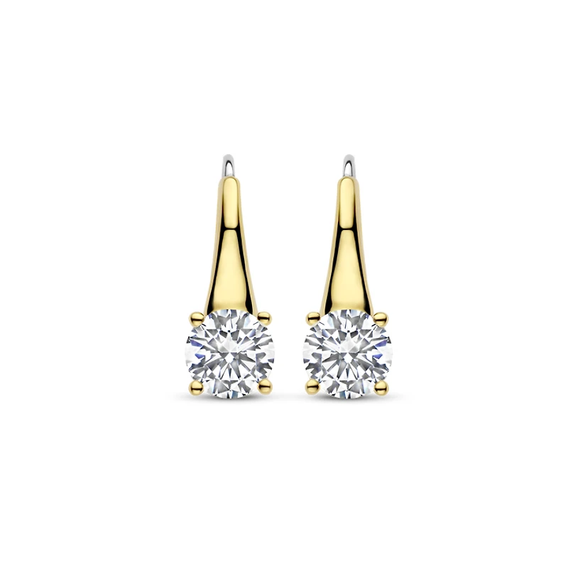 Brilliant Solitaire Large Golden Earrings