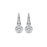 Brilliant Bezel Solitaire Silver Earrings