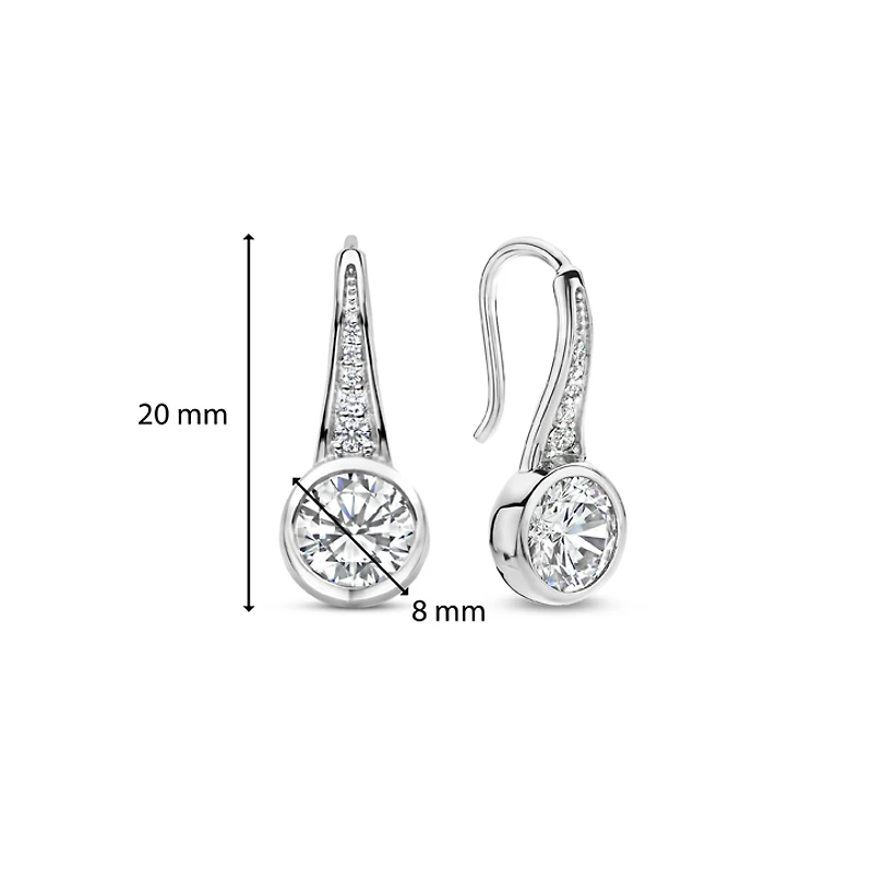 Brilliant Bezel Solitaire Silver Earrings