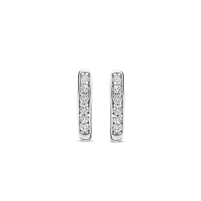 Basic 10MM Silver Sparkle Huggie Earrings