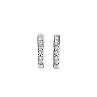 Basic 10MM Silver Sparkle Huggie Earrings