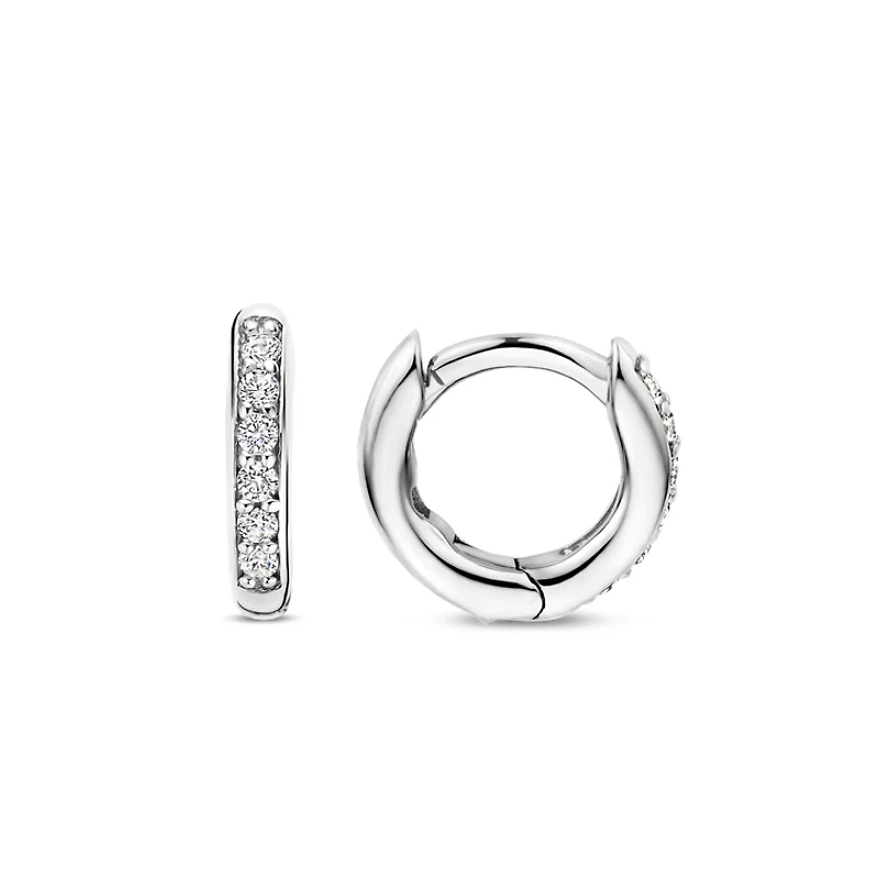 Basic 10MM Silver Sparkle Huggie Earrings
