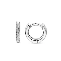 Basic 10MM Silver Sparkle Huggie Earrings