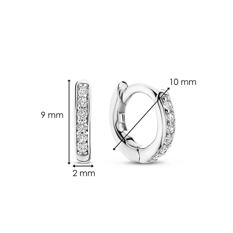 Basic 10MM Silver Sparkle Huggie Earrings