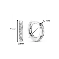 Basic 10MM Silver Sparkle Huggie Earrings