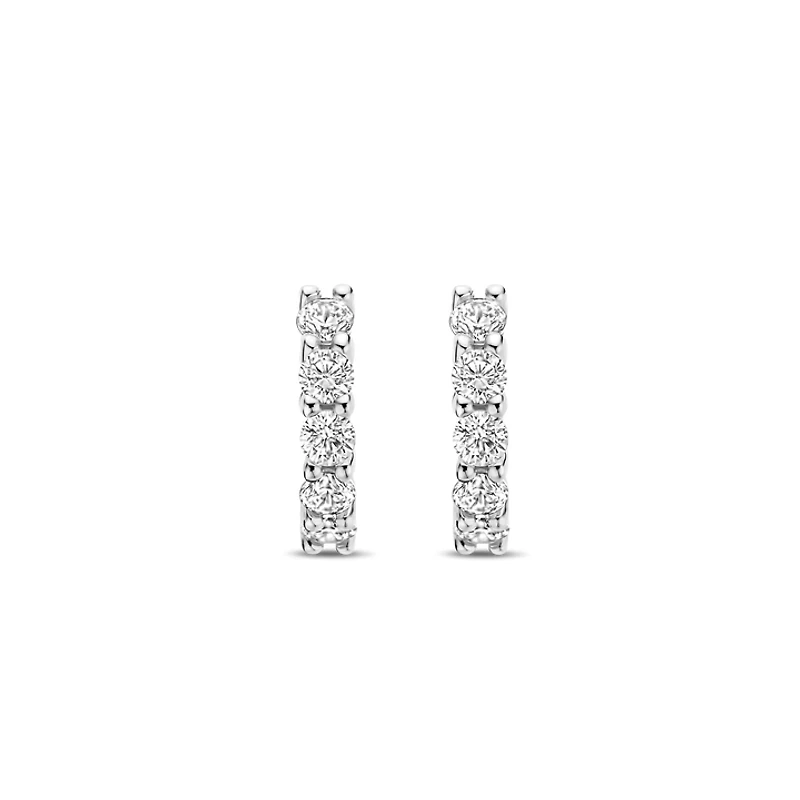 Thick 10MM Silver Sparkle Huggie Earrings