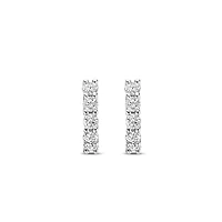 Thick 10MM Silver Sparkle Huggie Earrings