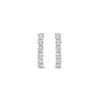 Thick 12MM Silver Sparkle Huggie Earrings