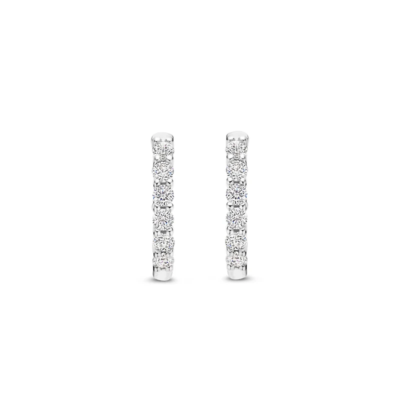 Thick 14MM Silver Sparkle Huggie Earrings