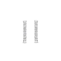 Thick 14MM Silver Sparkle Huggie Earrings