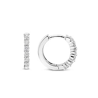 Thick 14MM Silver Sparkle Huggie Earrings