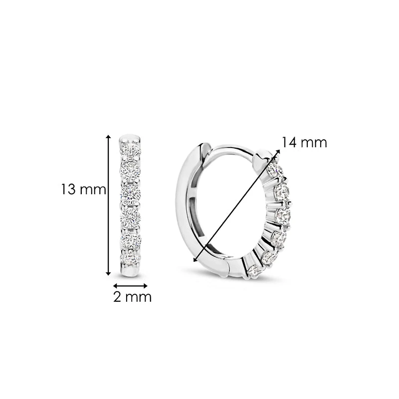 Thick 14MM Silver Sparkle Huggie Earrings