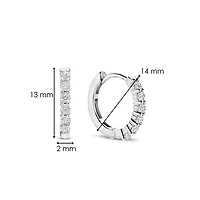 Thick 14MM Silver Sparkle Huggie Earrings