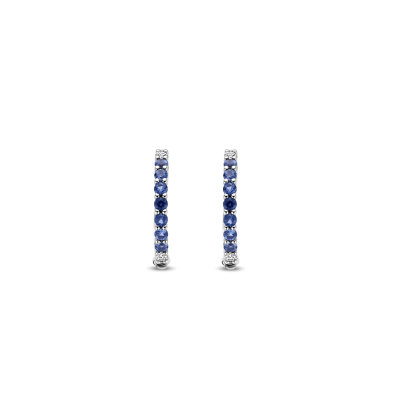 Blue and Clear Huggie Earrings