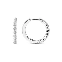 Thick 18MM Silver Sparkle Huggie Earrings