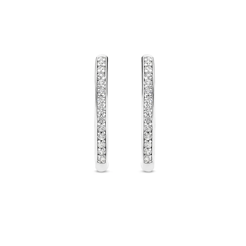 Basic 18MM Silver Sparkle Huggie Earrings