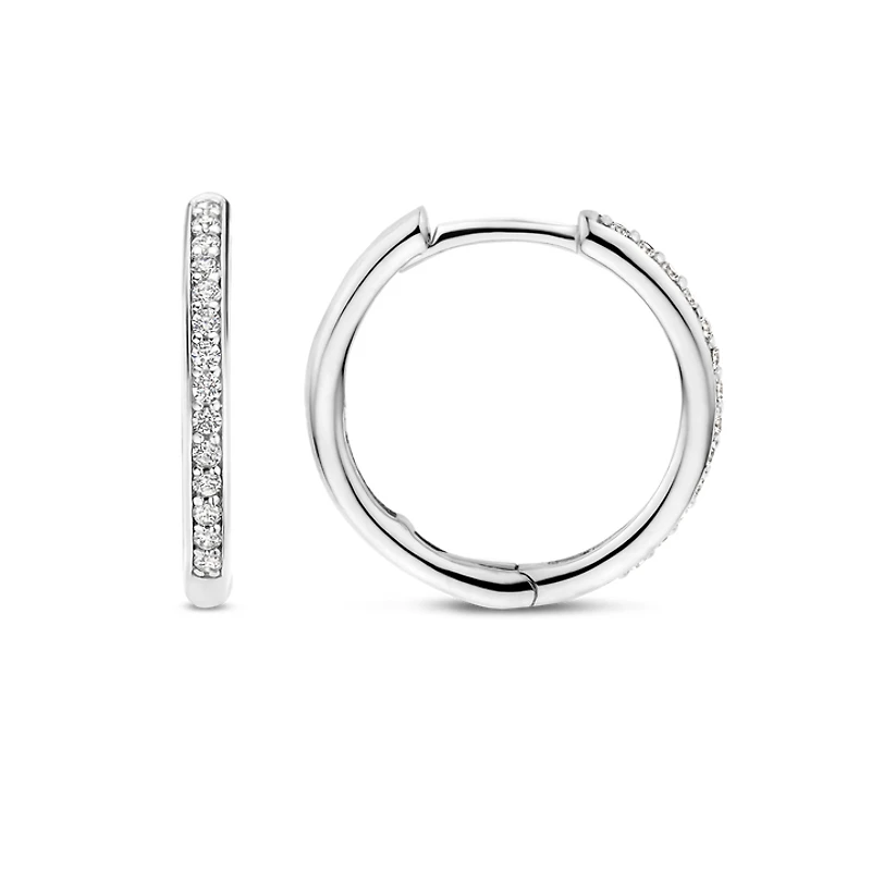 Basic 18MM Silver Sparkle Huggie Earrings