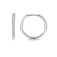 Basic 18MM Silver Sparkle Huggie Earrings