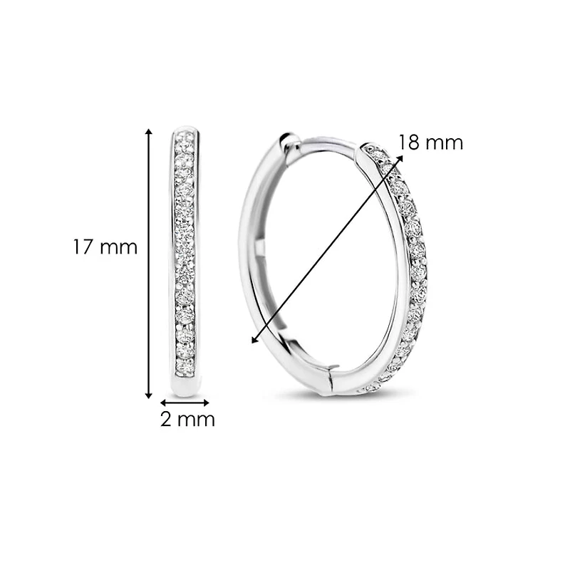 Basic 18MM Silver Sparkle Huggie Earrings