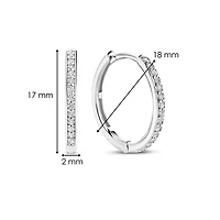 Basic 18MM Silver Sparkle Huggie Earrings