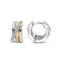 Entwined 12MM Two Tone Huggie Earrings