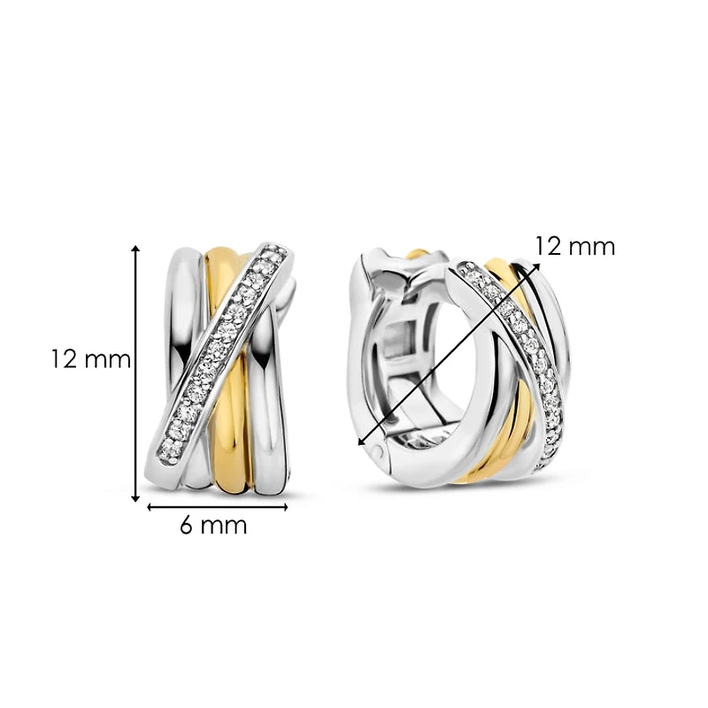 Entwined 12MM Two Tone Huggie Earrings