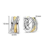 Entwined 12MM Two Tone Huggie Earrings