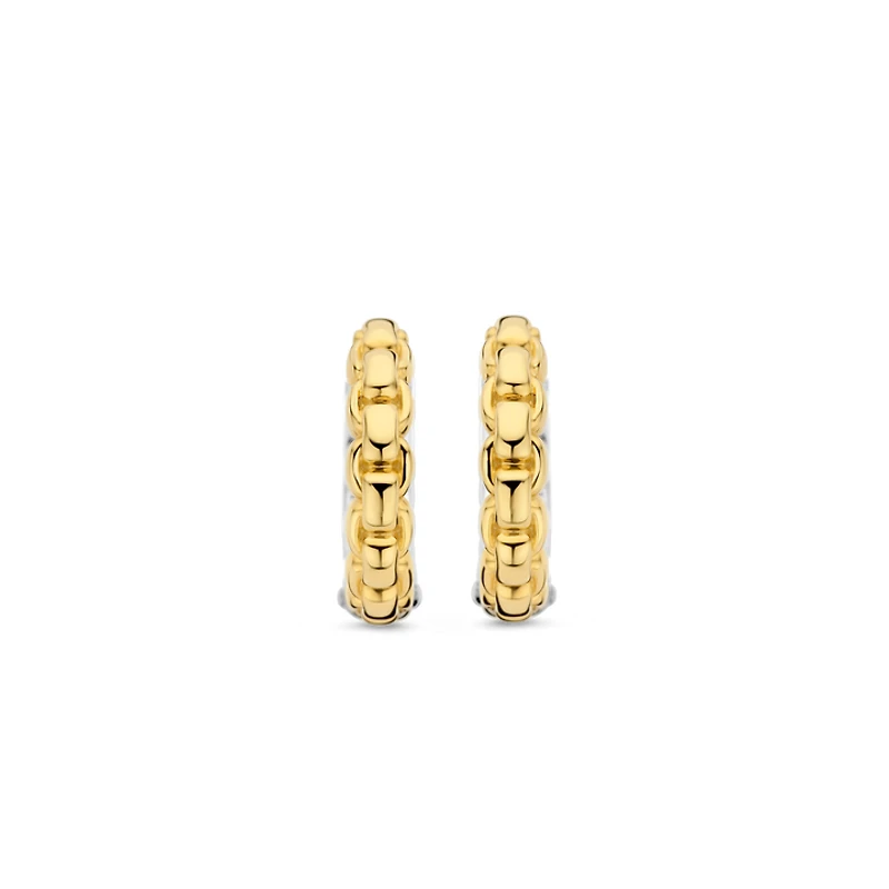 Box Chain 14MM Golden Huggie Earrings