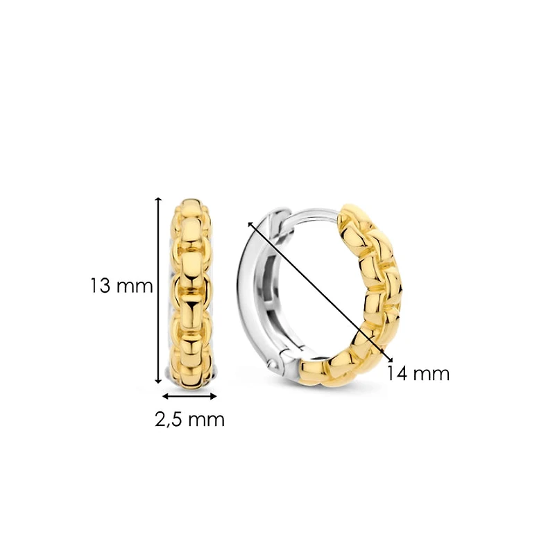 Box Chain 14MM Golden Huggie Earrings