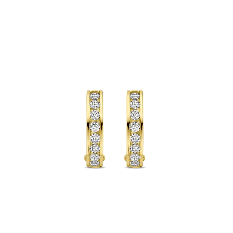 Channel Set Golden Huggie Earrings 16MM