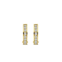Channel Set Golden Huggie Earrings 16MM