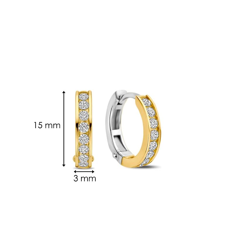 Channel Set Golden Huggie Earrings 16MM