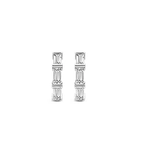 Emerald Cut Zirconia Silver Huggie Earrings
