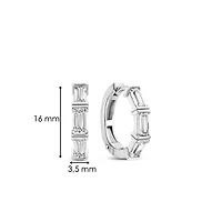Emerald Cut Zirconia Silver Huggie Earrings